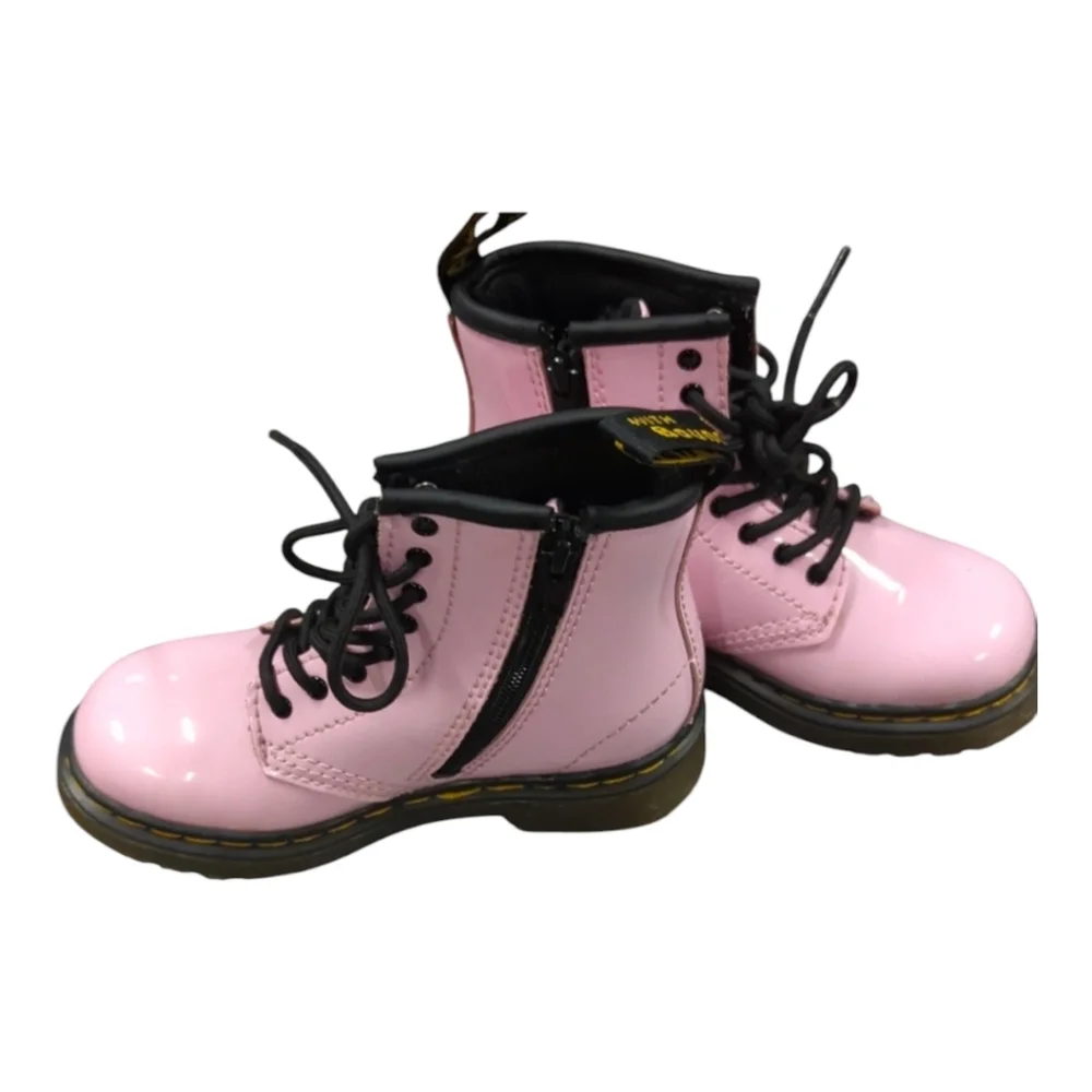 Dr Martens 1460T‎ Pink Shiny Patent Leather Combat Boots Girls Size8